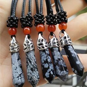 Snowflake Jasper and Silver Pendant Necklace